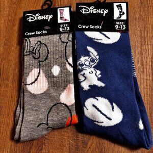 2 Pairs Disney Character Socks 1 Stitch &1 Minnie Mouse ONLY $8 for 2